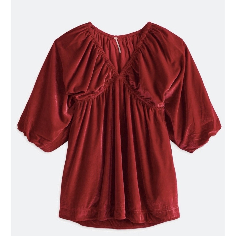 NEW Free People Red Portia Velvet Mini Dress Size Medium $128 Spring Summer ☀️